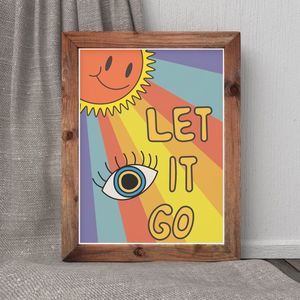 Let it Go Original Art Retro Style Trippy Decor 8x10